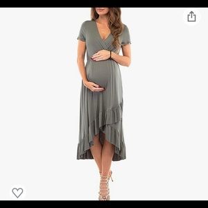 Mother Bee Maternity High-Lo Wrap Dress